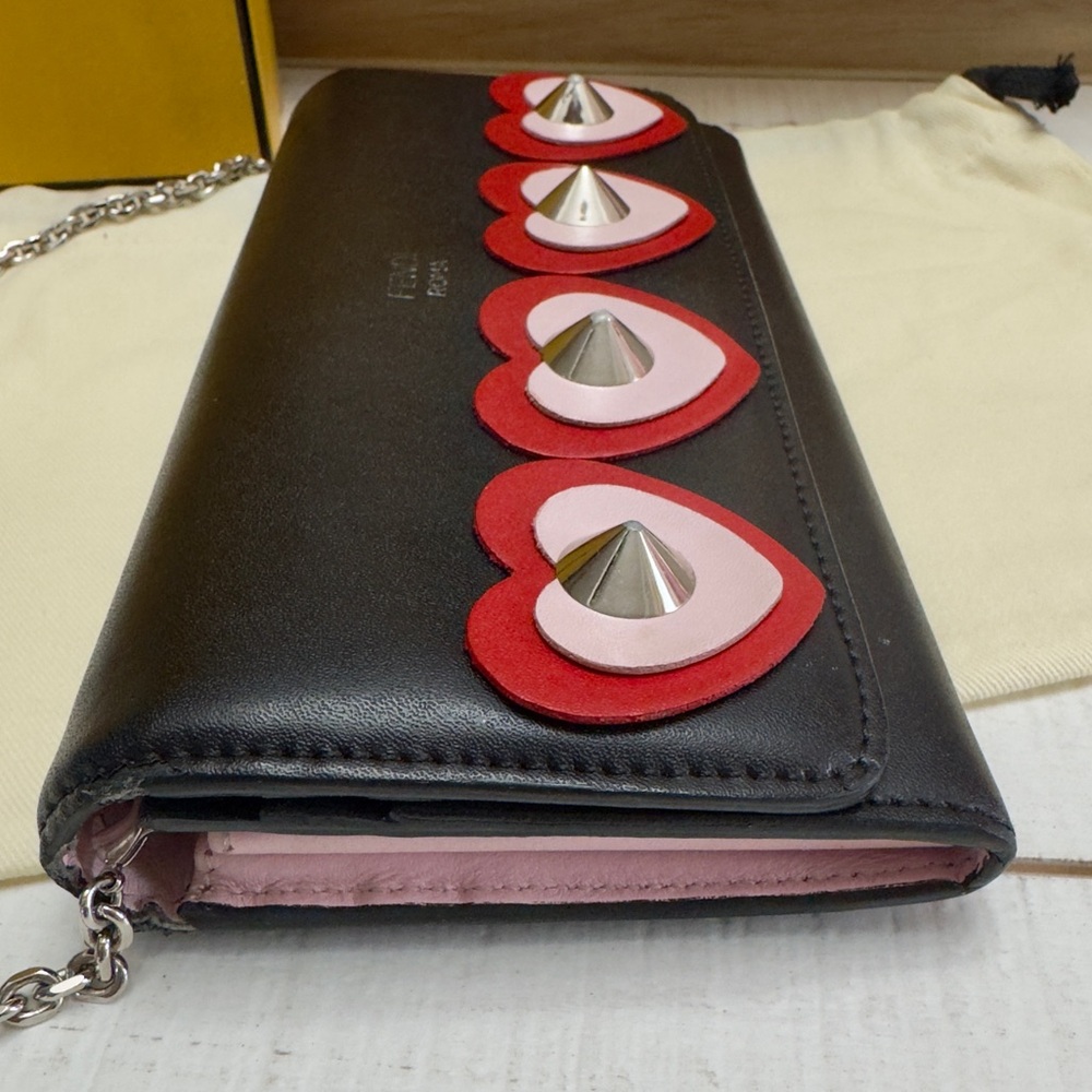 Fendi Studded Heart Chain Wallet WOC - Picture 7 of 12